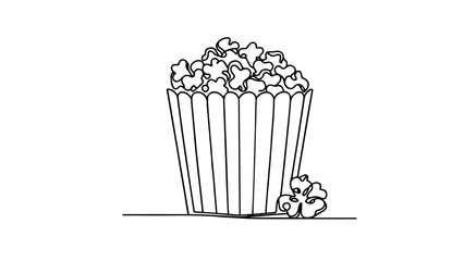 popcorn box one line illustration