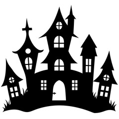 Vintage Halloween House Icons Bundle - Minimalist Silhouette Art Vector Set
