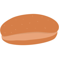 bread for hot dog, bread with sesame, fast food element, food vector illustration
