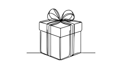 single line illustration of a gift box