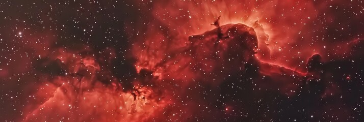 Cosmic Red Nebula with Stars