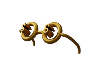 3D money glasses icon simple design with transparent background. Financial monitoring of currency dollar for website design. Eyewear examine money coin. Finance and savings. 3d rendering illustration