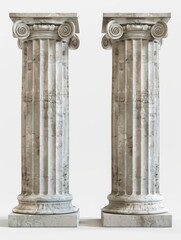 Obraz premium Two Ancient Greek or Roman Columns on white background