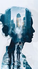 Strategic Human Resources Management Double Exposure Silhouette with Focus on Recruitment and Talent Acquisition.