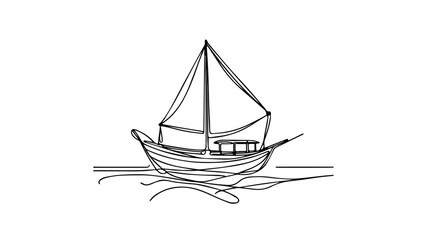 one line illustration of an asian style boat