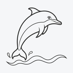 Exquisite Dolphin Line Art Vector, Graceful Marine Elegance