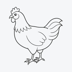 Elegant Hen Line Art Vector Illustration