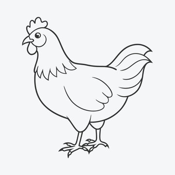 recommend clip art: Elegant Hen Line Art Vector Illustration