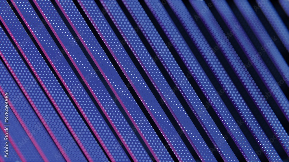 Poster abstract pattern with diagonal stripes and hexagonal dots in purple and blue