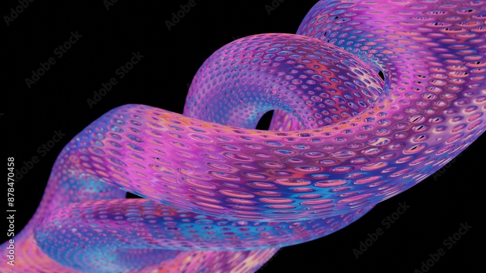Poster Abstract 3D Structure with Pink and Purple Mesh and Neon Bokeh Background