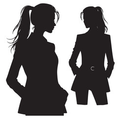 business woman black silhouette vector illustration 