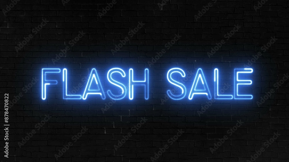 Poster flash sale text font with neon light. luminous and shimmering haze inside the letters of the text fl