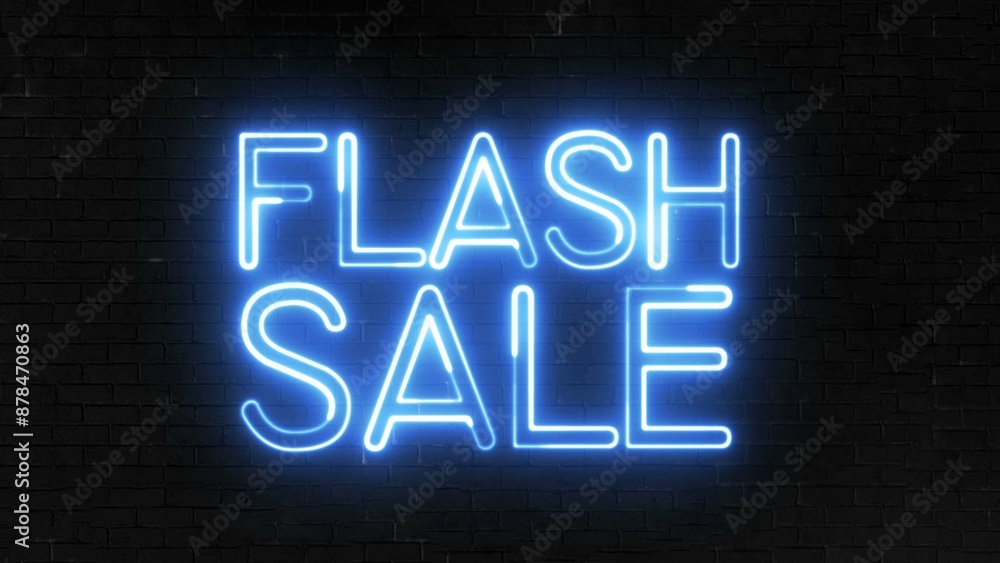 Poster flash sale text font with neon light. luminous and shimmering haze inside the letters of the text fl