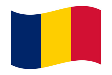 Fototapeta premium Vector illustration of wavy Chad flag on transparent background