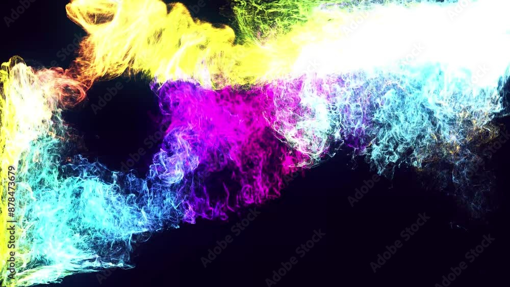 Aufkleber glow particles spread like ink effect. luma matte as alpha channel. emitter ball emit swirl of glow 