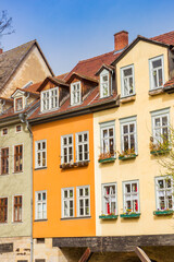 Houses on the historic Merchants Bridge in Erfurt, Germany