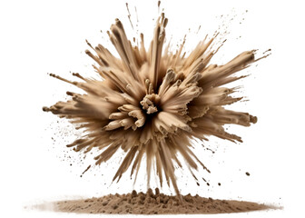 Beige color powder pulver explosion isolated on transparent background.