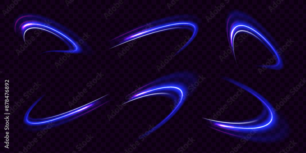 Poster lines in the shape of a comet against a dark background. illustration of high speed concept. curved 