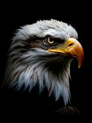 Fototapeta premium Eagle Portrait, Isolated On Black Background, High Resolution Photography 