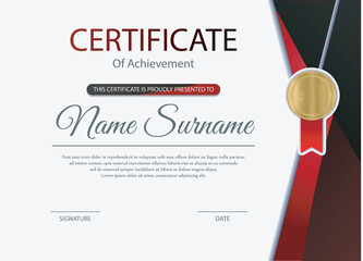 Certificate template. Diploma of modern design or gift certificate. Vector illustration.blue red and oreng and black mix