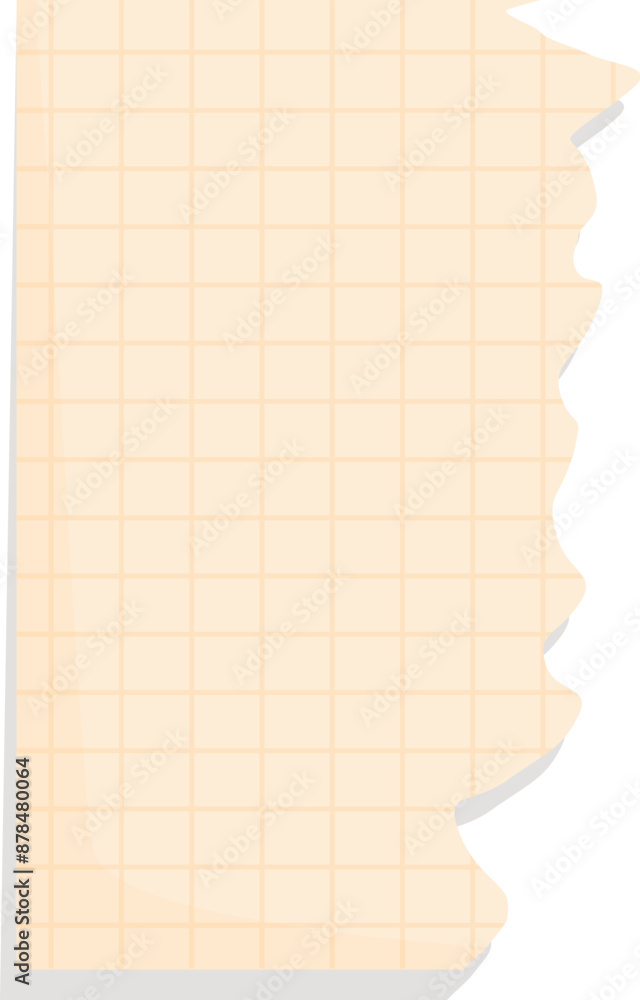 Poster blank piece of ripped grid paper is creating a torn paper effect on a white background