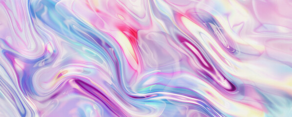 Obraz premium Abstract iridescent liquid swirls with purple, blue, and white colors
