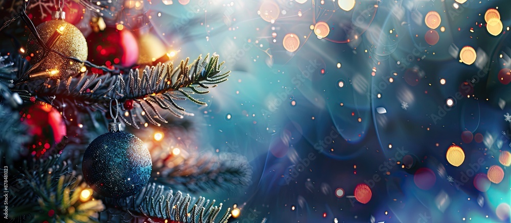 Poster bright winter holiday tree decoration for christmas and new year with space for an image. image with