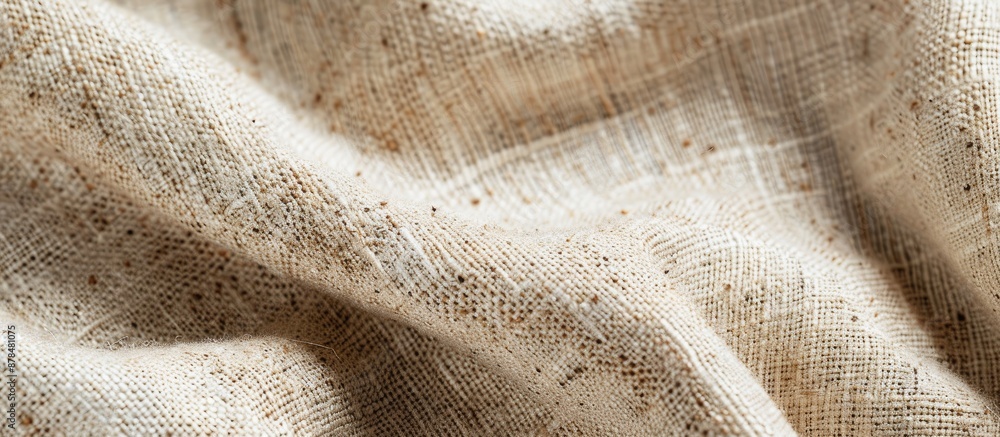 Poster Close-up image of cotton fabric with beige and brown flecks on a burlap texture background, providing a suitable area for text placement. image with copy space