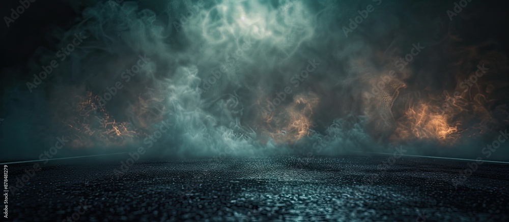 Aufkleber abstract dark textured asphalt with smoke on a deserted street, creating a mysterious ambience again