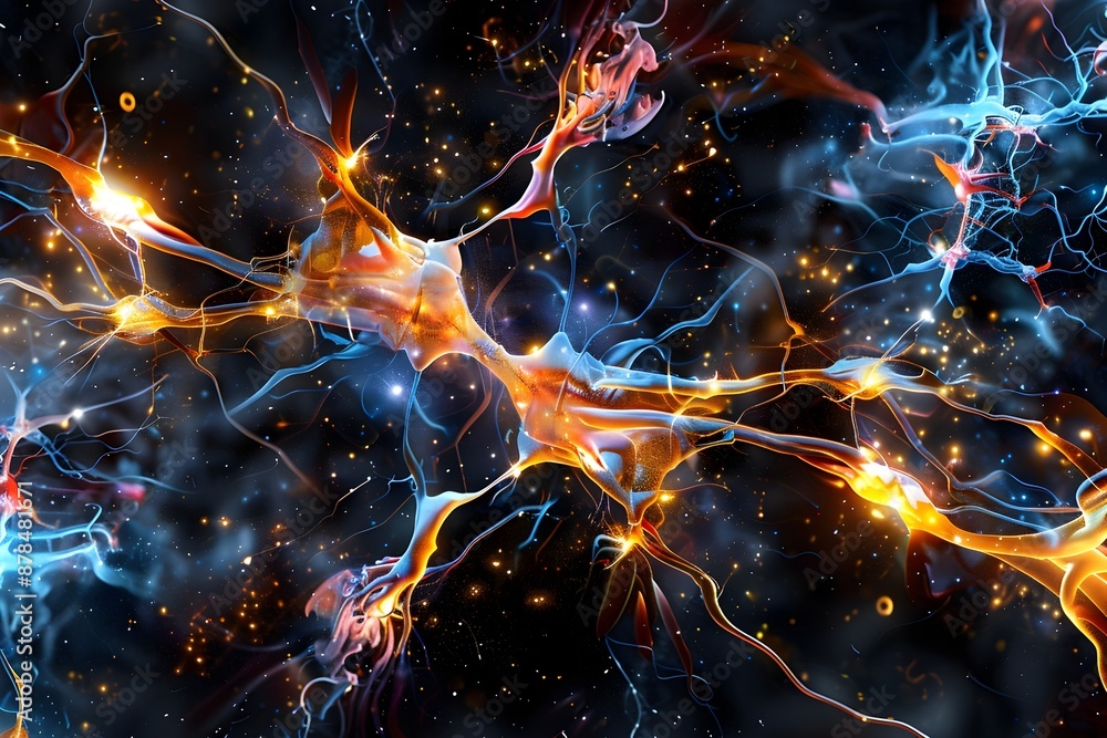Poster captivating neural connections of the cerebellum in dynamic abstract visualization