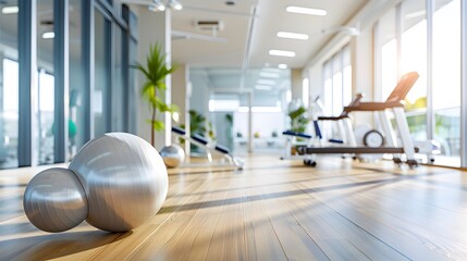 Modern Physical Therapy Gym with Rehabilitation Equipment and Tools for Wellness Treatment