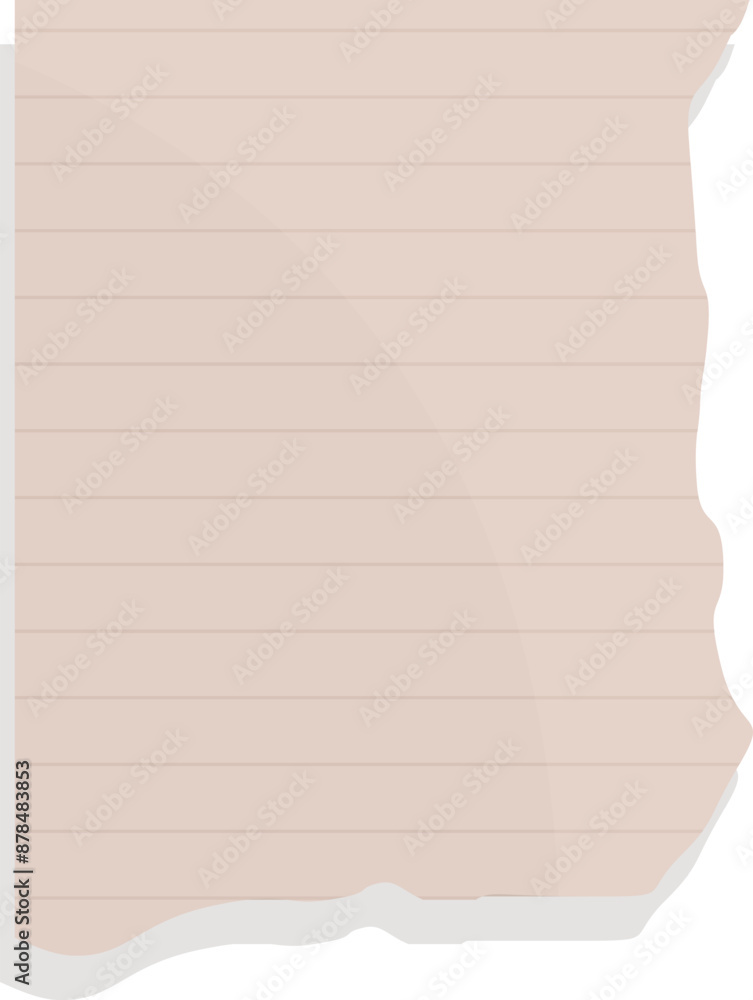 Poster single blank piece of lined paper with torn edges is ready for your message