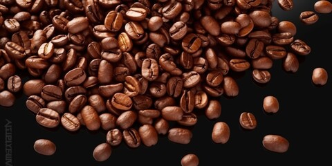Obraz premium Roasted Coffee Beans On Black Background