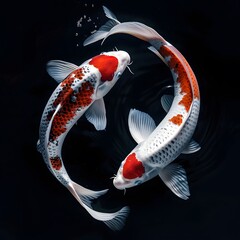 Two Koi Fish Swimming in a Circle.