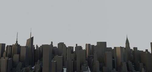 Big city, capital, tall buildings, 3D illustration