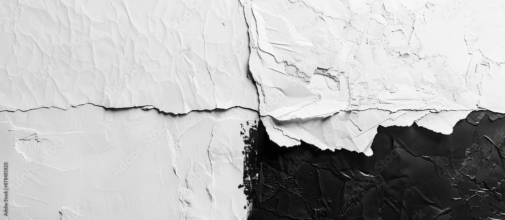 Poster abstract background with torn paper collage style in black and white, offering copy space image for 
