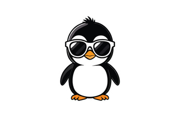 Cute Penguin kid silhouette vector art design