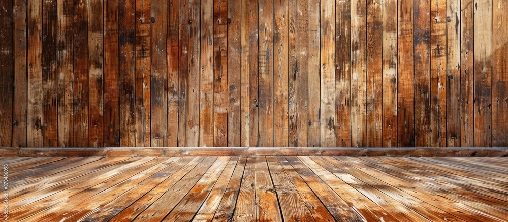 Aufkleber empty wooden textured wall background with copy space image.