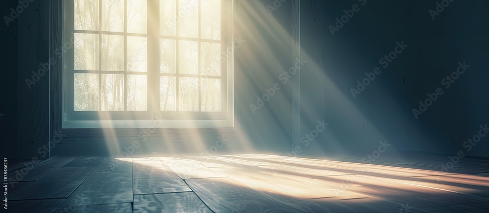 Poster background illuminated by sunlight streaming through a window, showcasing copy space image.
