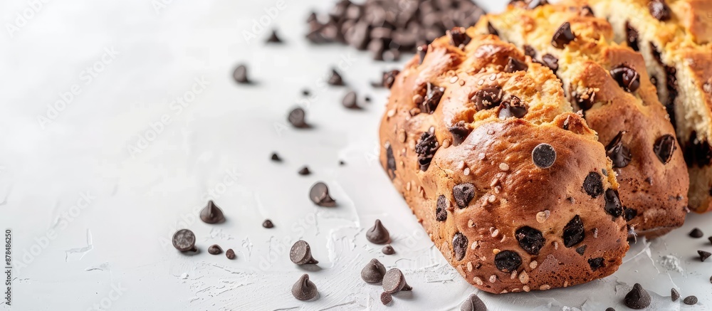 Poster Chocolate Chip Bread displayed with white background for copy space image.