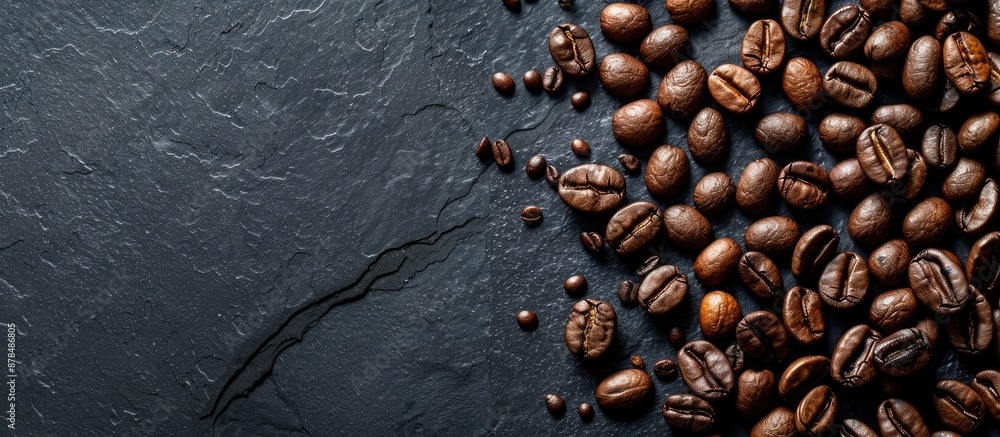 Poster background of freshly roasted coffee beans with copy space image.