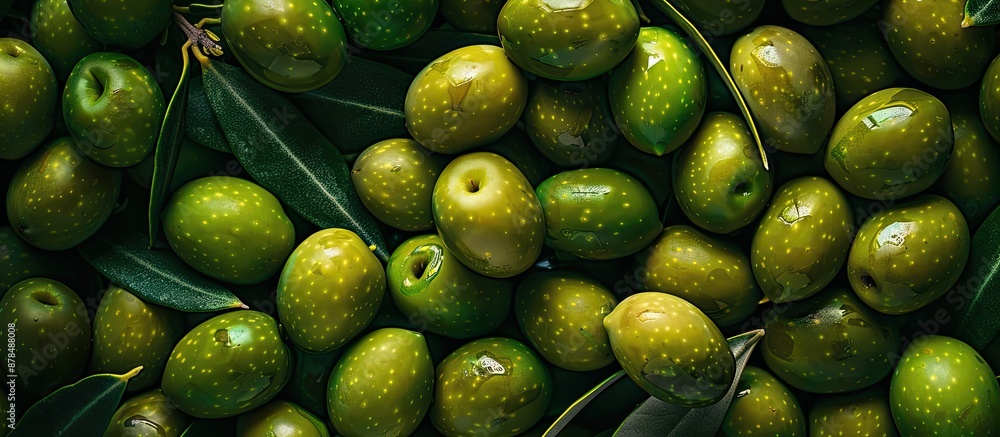 Aufkleber aerial view of a background with green olives, allowing for prominent copy space image.