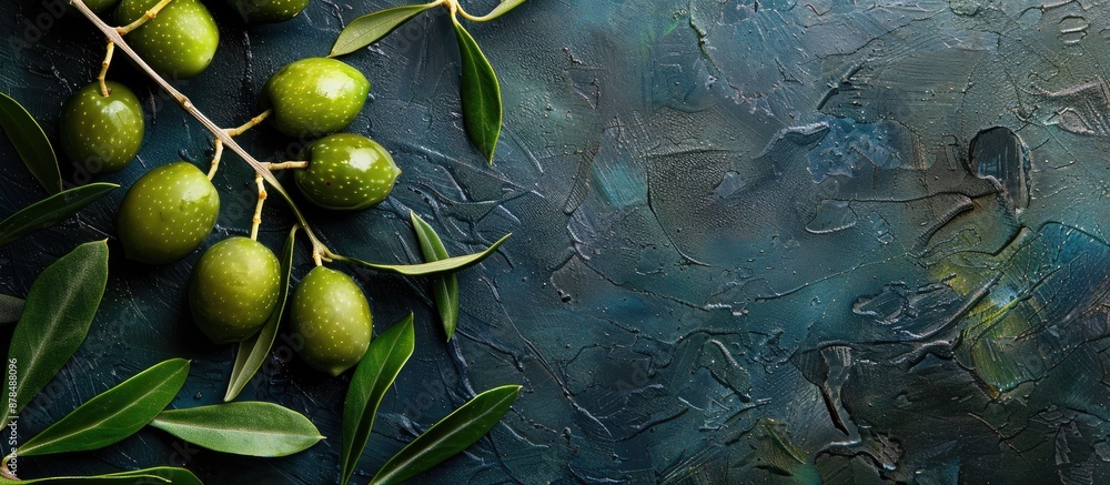 Aufkleber aerial view of a background with green olives, allowing for prominent copy space image.