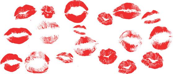 Lipstick kiss with lips print. Vector kiss mark imprint