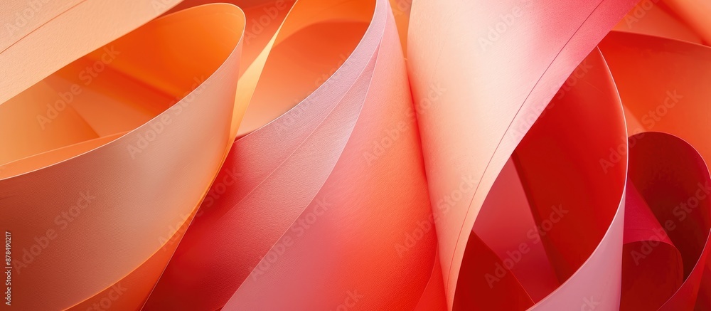 Poster Abstract composition with color papers showcasing salmon shades and a copy space image.