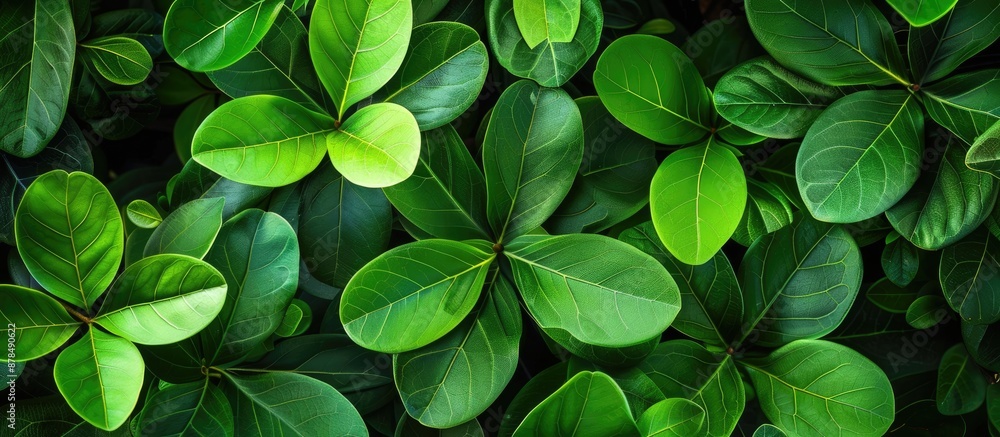 Poster background featuring green leaves of bauhinia aureifolia with copy space image available.