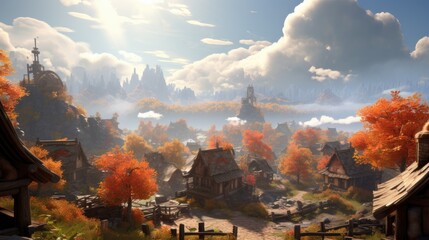 Fantasy Village in Autumn.