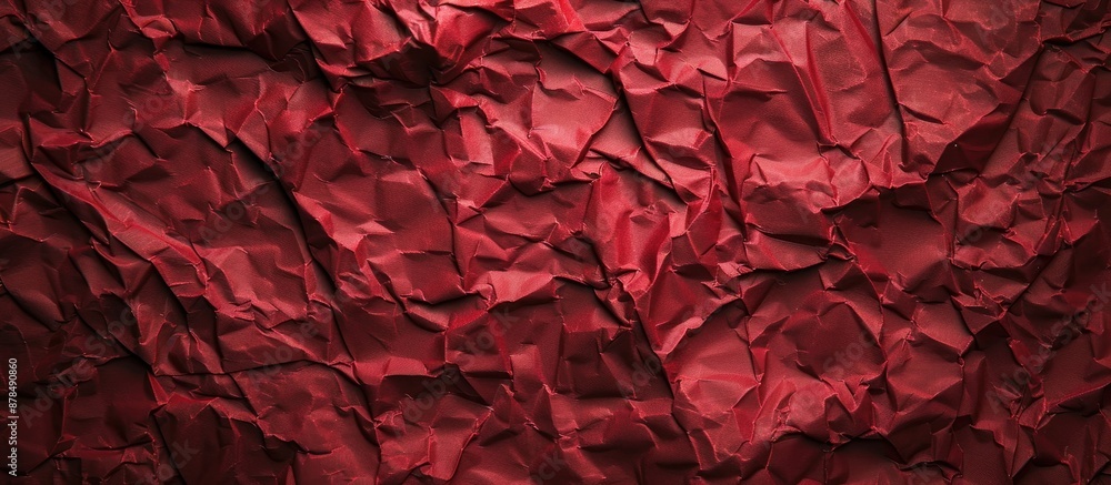 Poster dark red backdrop made of crumpled paper, providing copy space image.