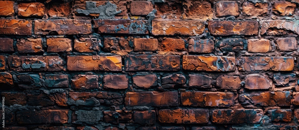 Fototapete Background featuring a wall made of red bricks with space for text or images. image with copy space