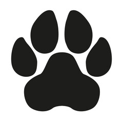 Black silhouette of a paw print, isolated.